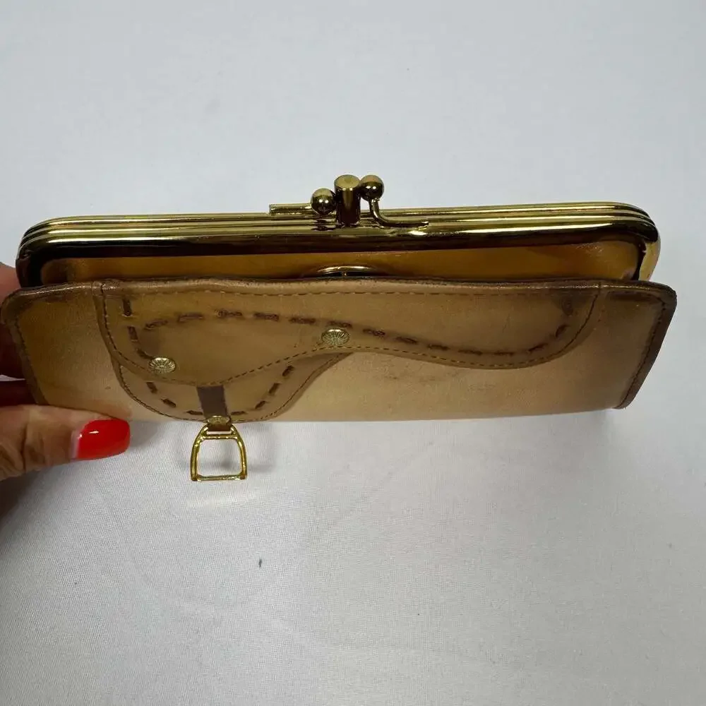 Vintage Justin Leather Goods Tooled Leather Western Saddle Clutch Wallet - Picture 6 of 9